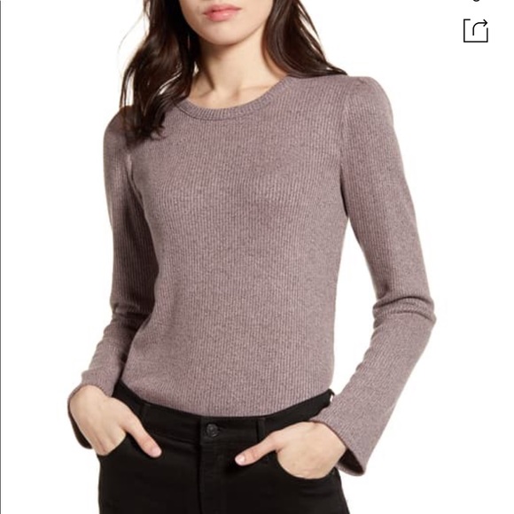Madewell Tops - Madewell | Rib Gathered Sleeve Top in Mauve Size S